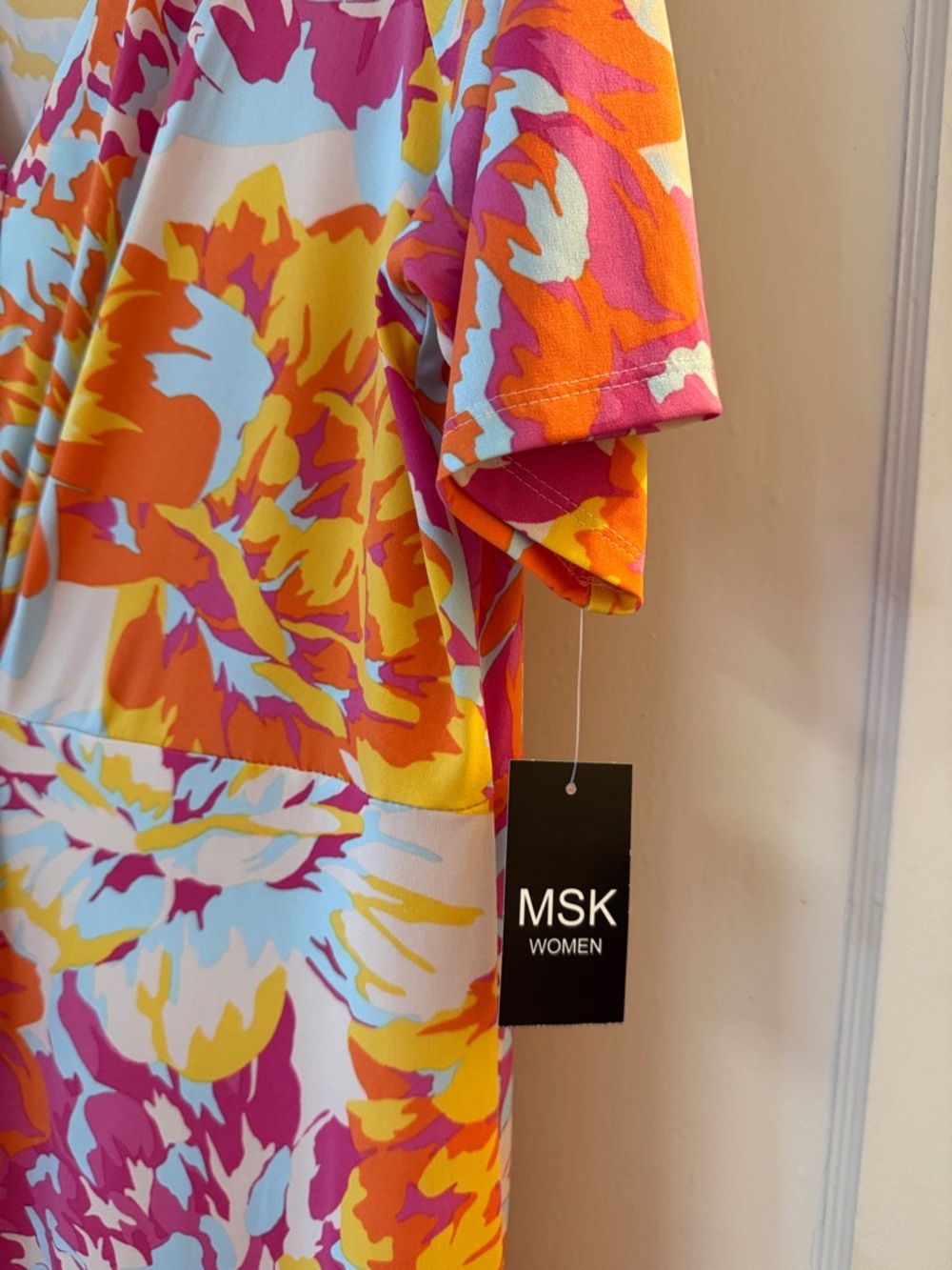 MSK Women Midi Floral Dress Colorful Stretchy Comfy NWT Sz 1X - Picture 5 of 10